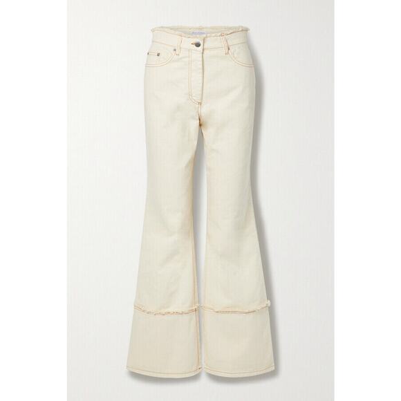 Jw Anderson Frayed High-Rise Flared Jeans - UK8 - Ivory